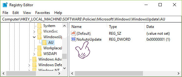 chặn update windows nhanh bằng chỉnh sửa regesty