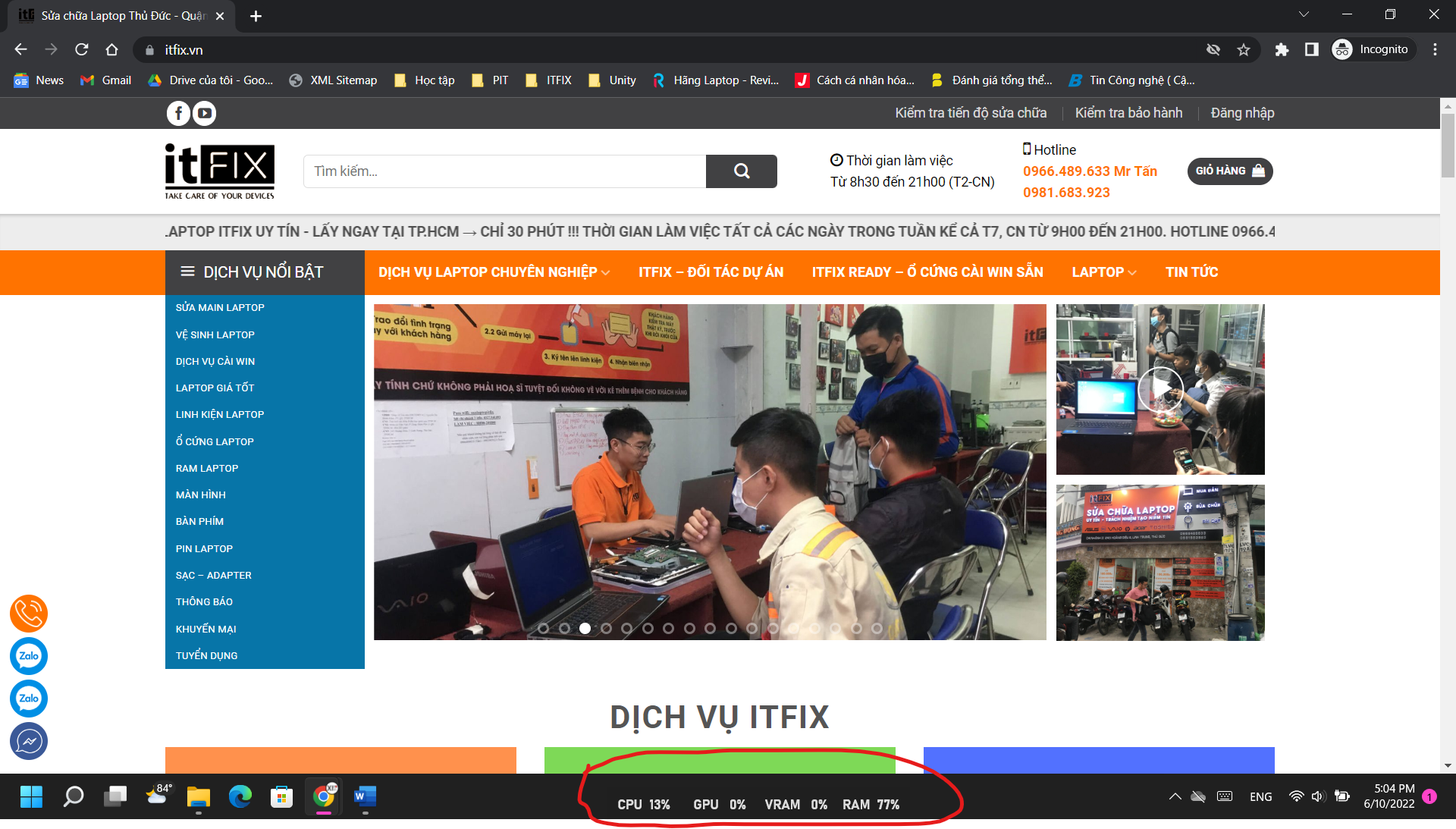 Hiển thị tài nguyên máy tính đang sử dụng - thành quả